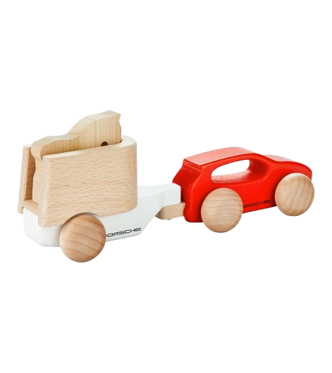 Original Porsche Cayenne Holzauto mit Pferdeanhänger, rot - WAP0406210RCAY