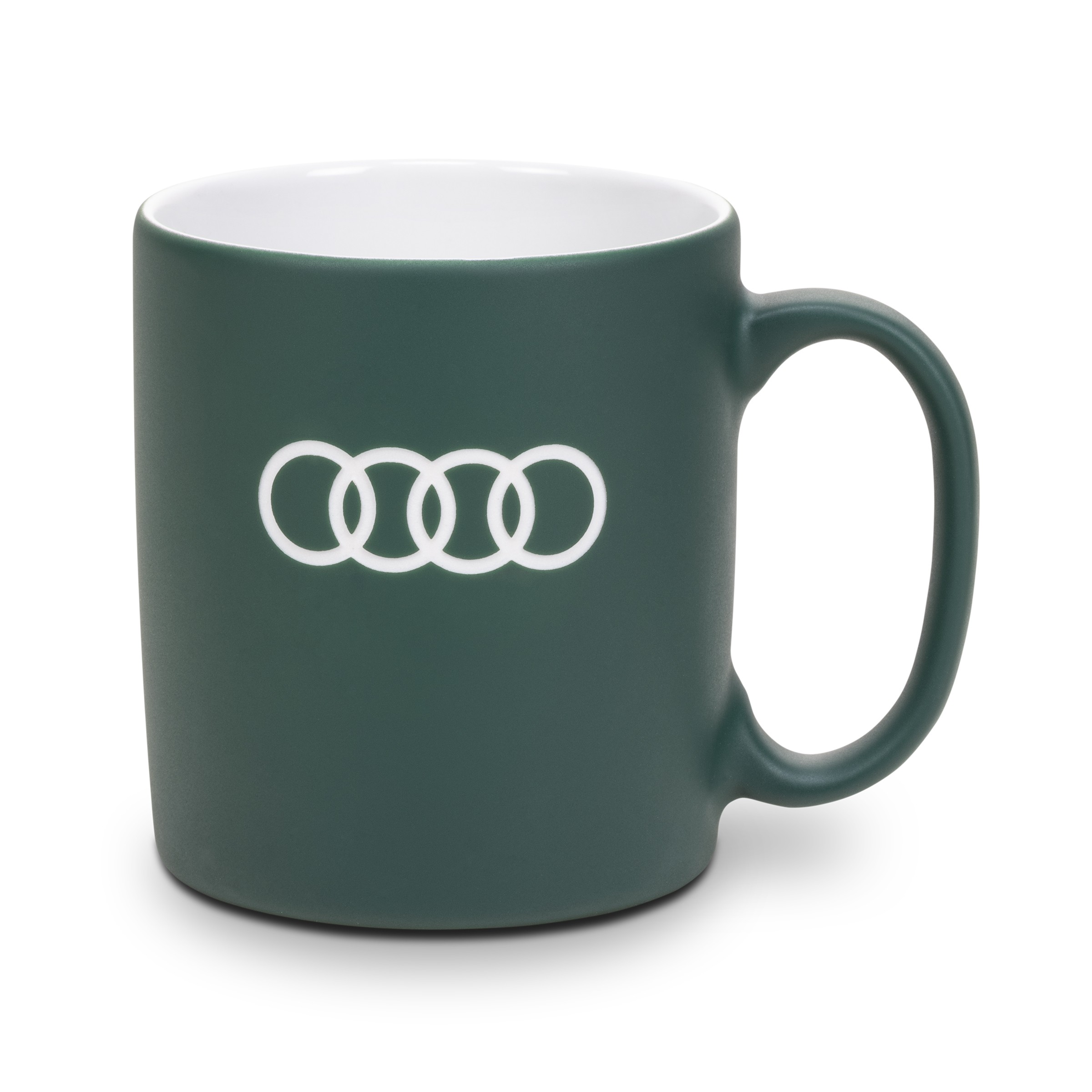 Original Audi Tasse graugrün, Porzellantasse Cafe Becher Audi Ringe