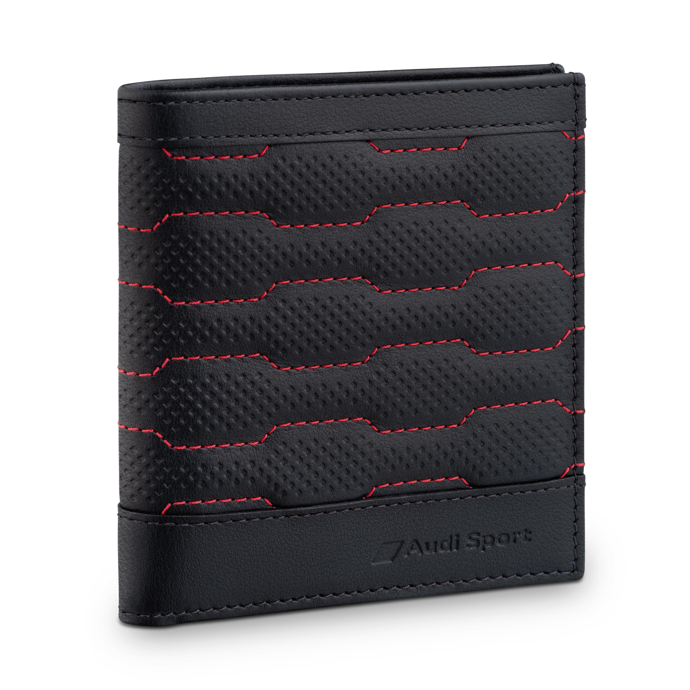 Original Audi Sport Minibörse Leder, schwarz rot Geldbörse Geldbeutel