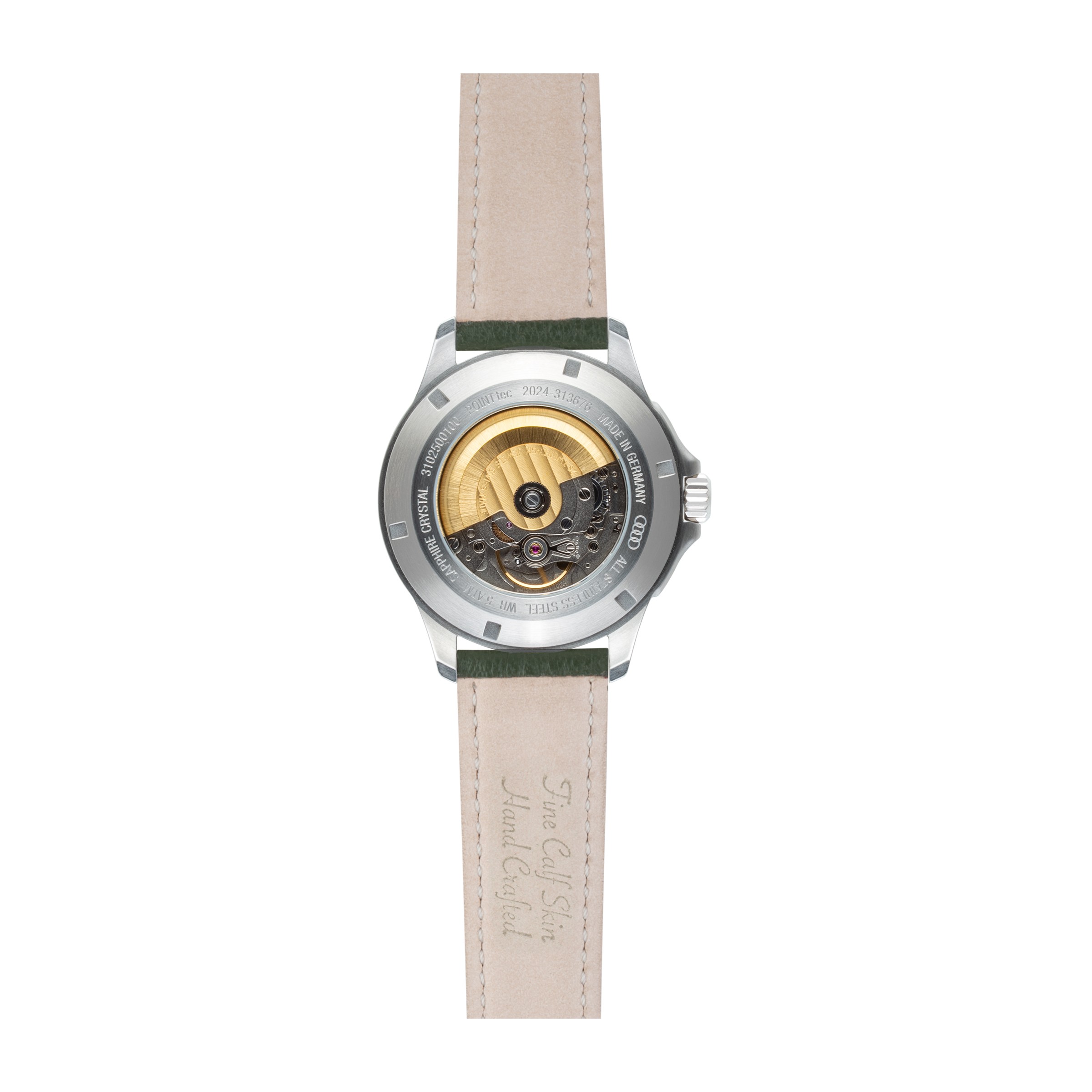 Original Audi Automatikuhr, silber/graugrün, Herrenuhr, Armbanduhr