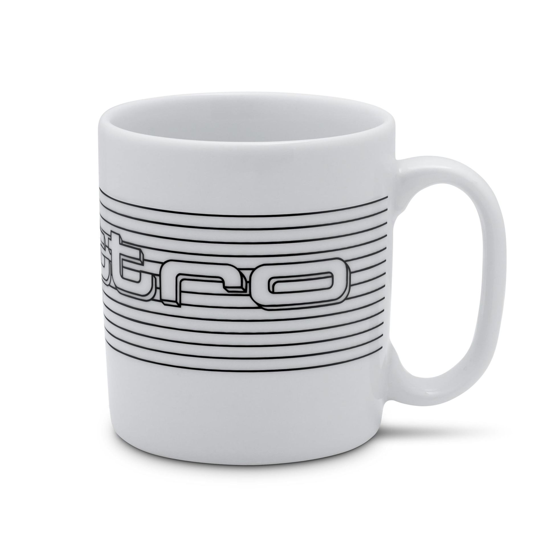 Original Audi quattro Tasse Kaffeetasse Porzellantasse Cafe Becher weiß