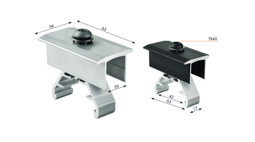 Lorenz 10er Set Mittelklemme RH 30-42D Aluminium