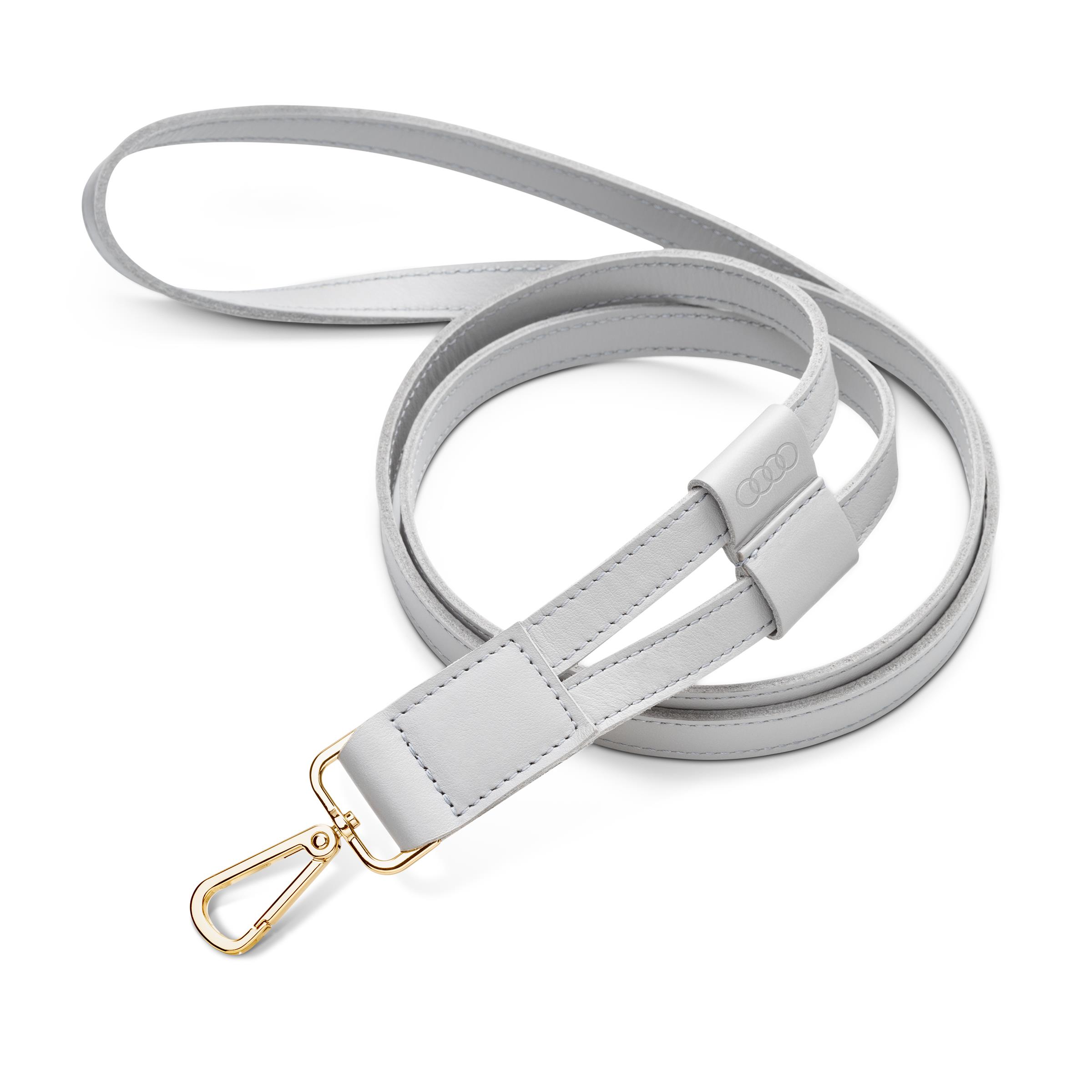 Original Audi Schlüsselband Leder, Damen, grau