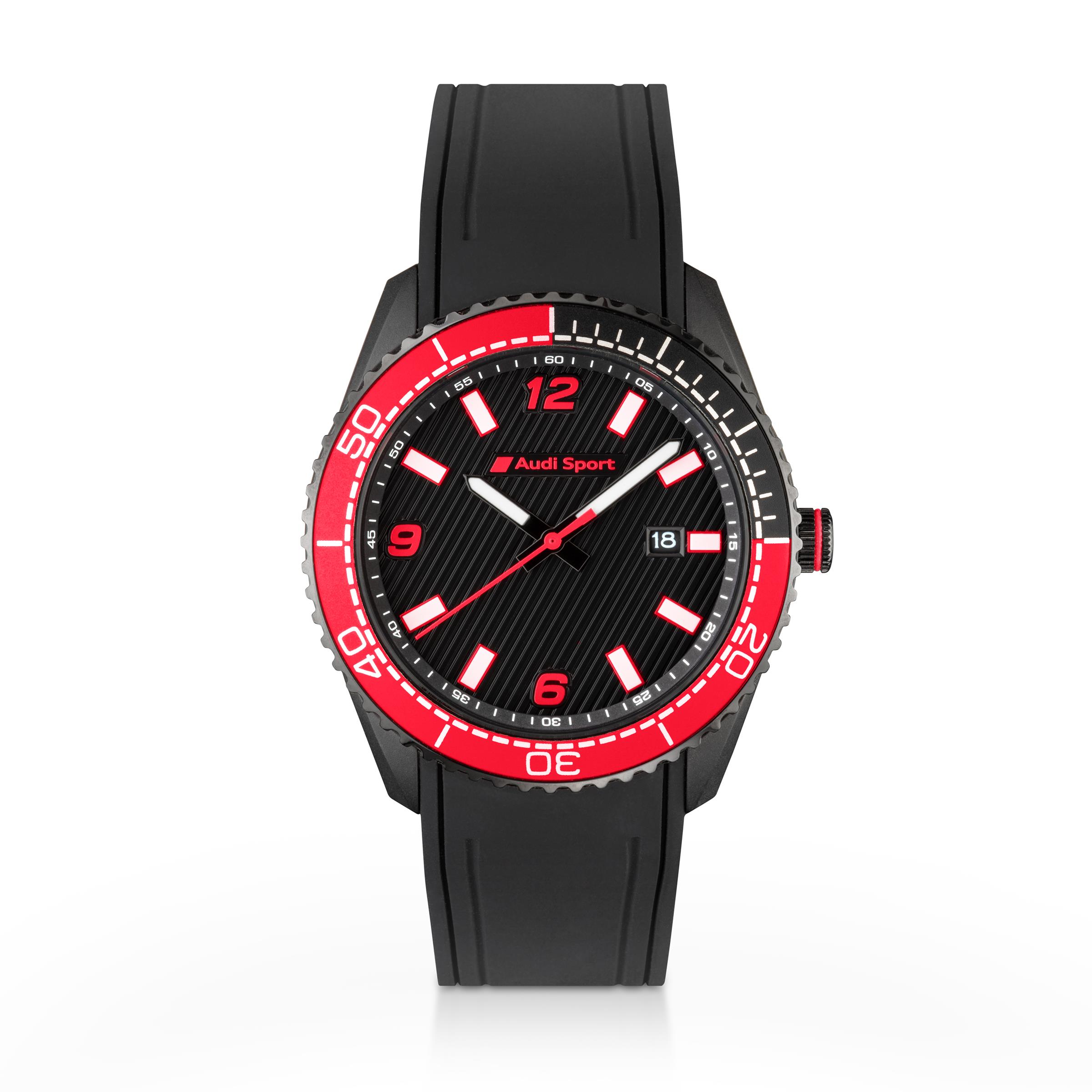 Original Audi Sport Uhr, Herren, schwarz/rot