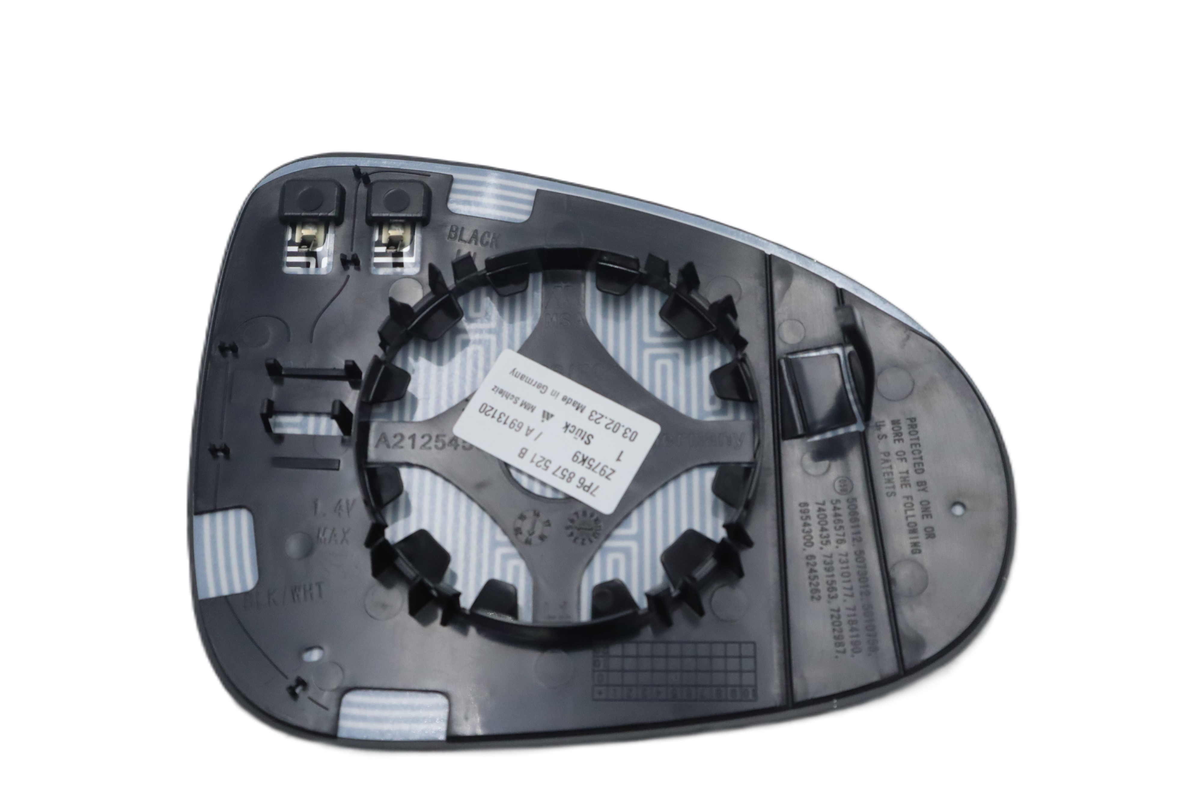 Original VW Touareg Spiegelglas links asphärisch-weitwinkel mit Trägerplatte