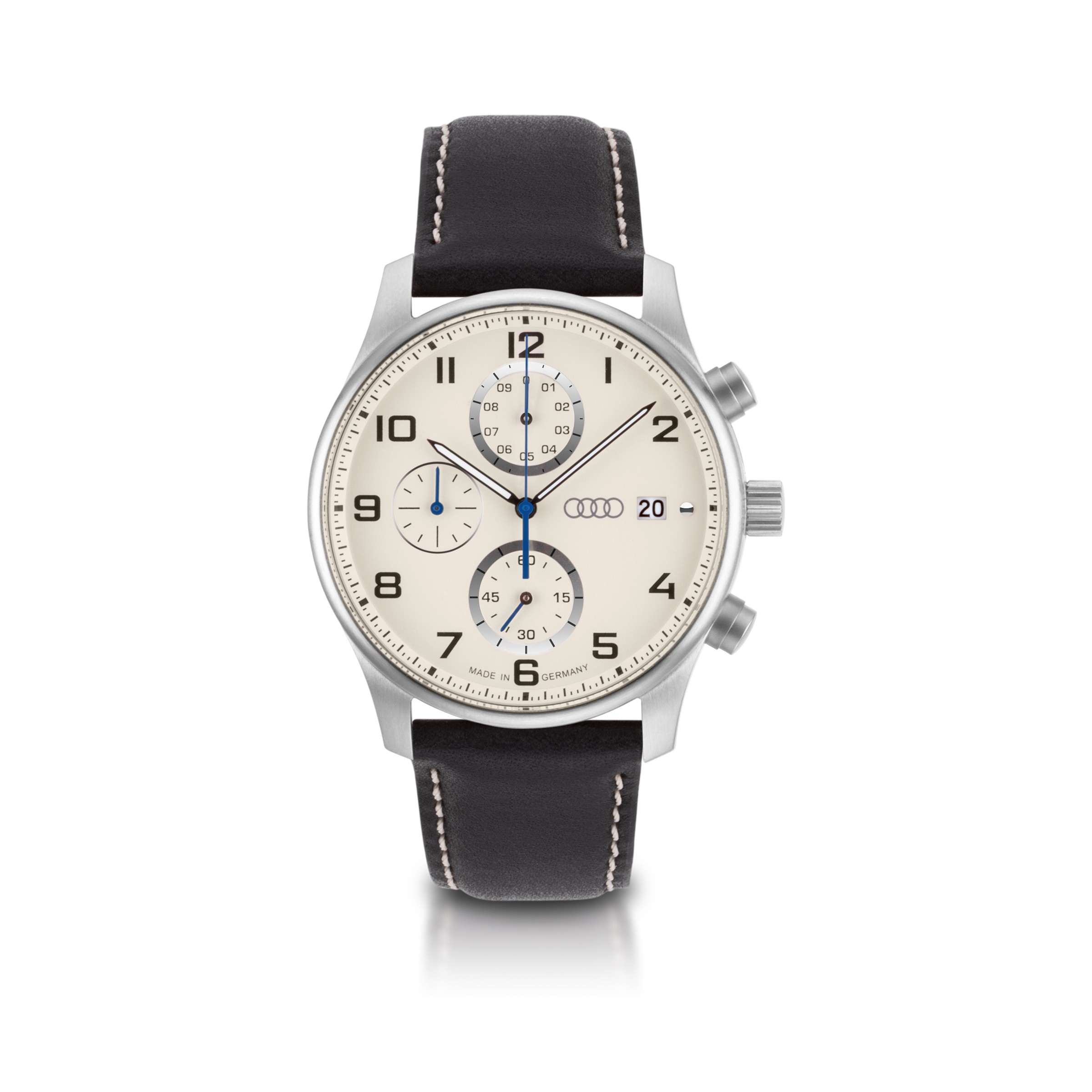 Original Audi Chronograph, Herren, silber/beige, Herrenuhr, Armbanduhr