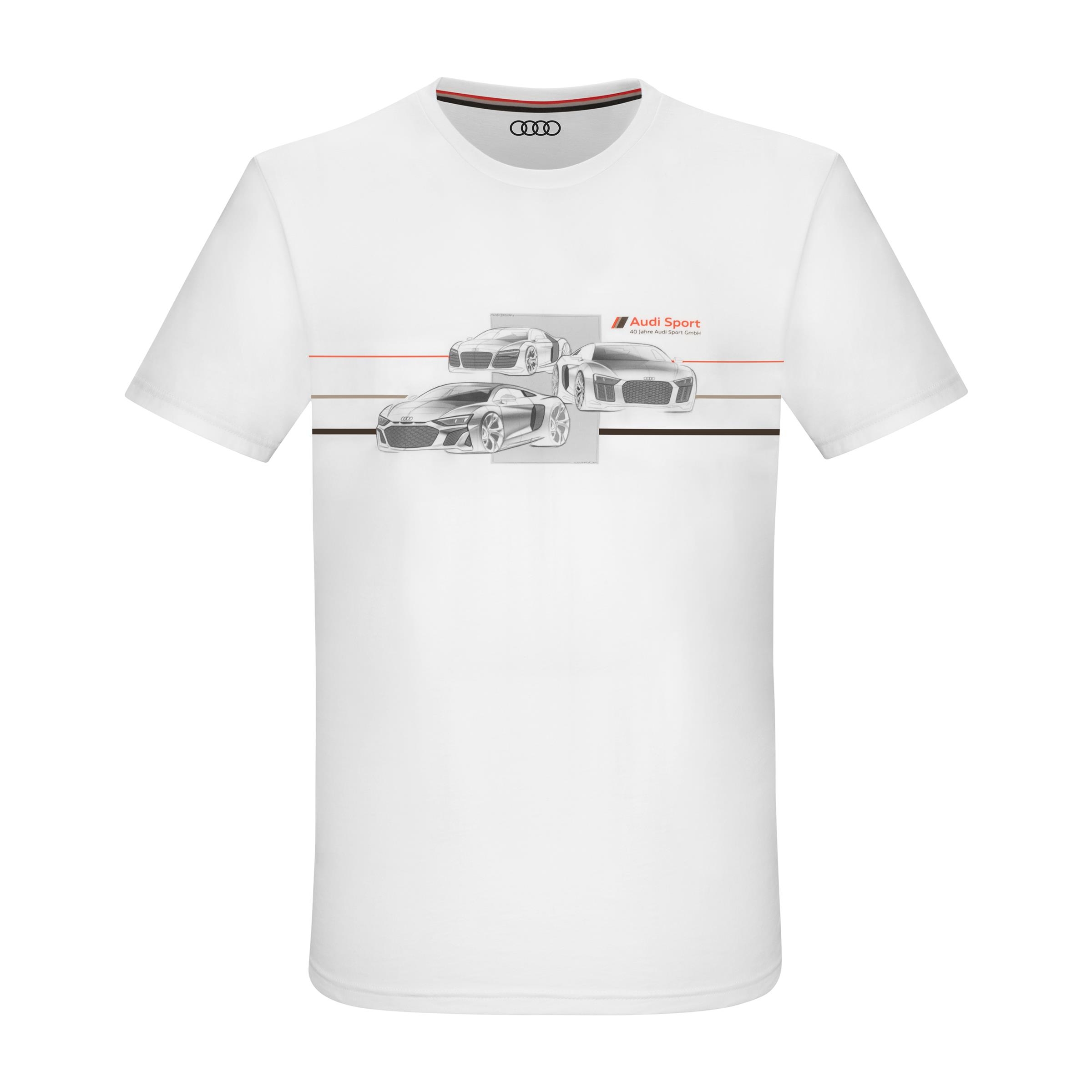 Audi Sport 40 Jahre Shirt, Herren, Weiß, Gr. XL