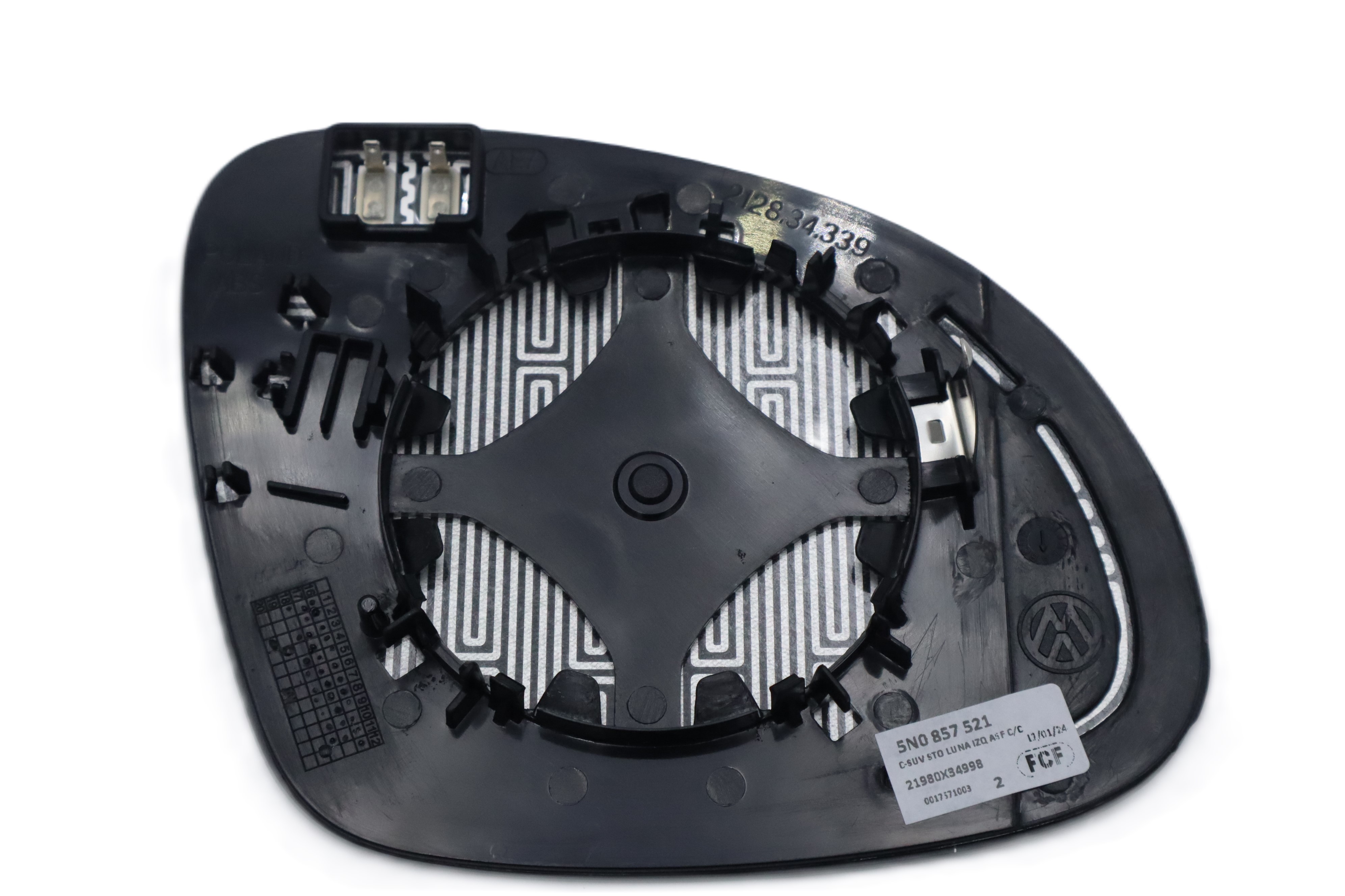 Original VW Tiguan Sharan SEAT Alhambra Spiegelglas links asphärisch-weitwinkel mit Trägerplatte