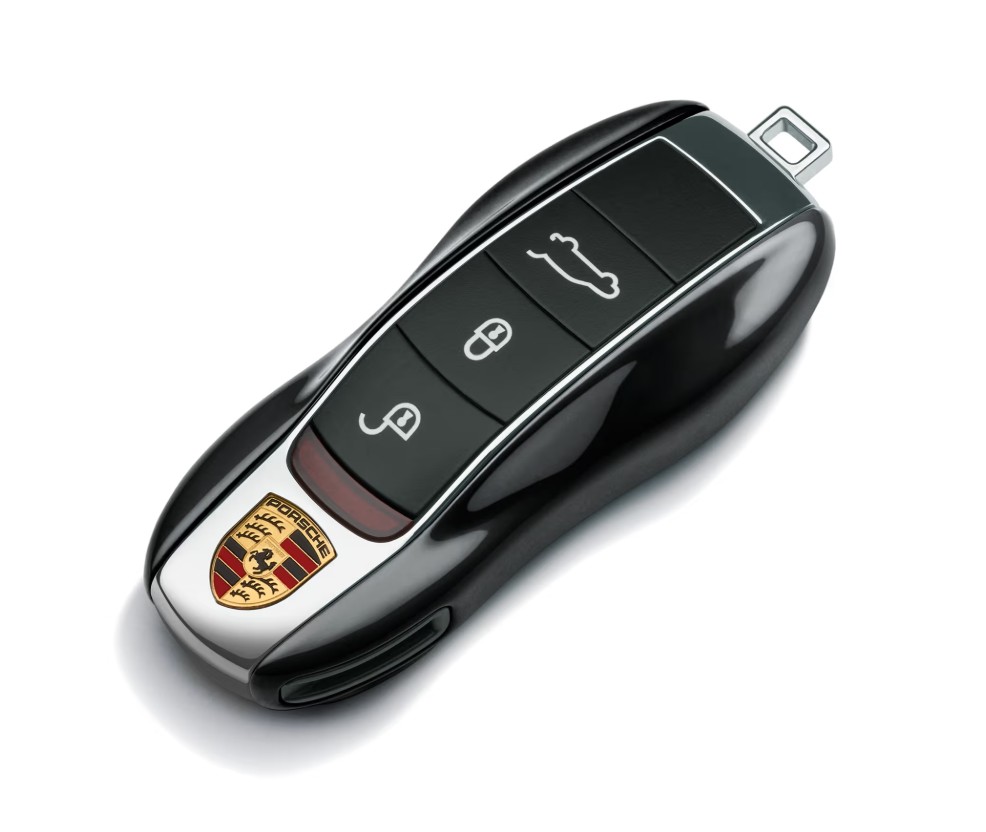 Original Porsche Fahrzeugschlüssel Seitenwangen lackiert 718/982 ( Lackfarbe: Tiefschwarz Metallic C9X ) - 99104480122C9X