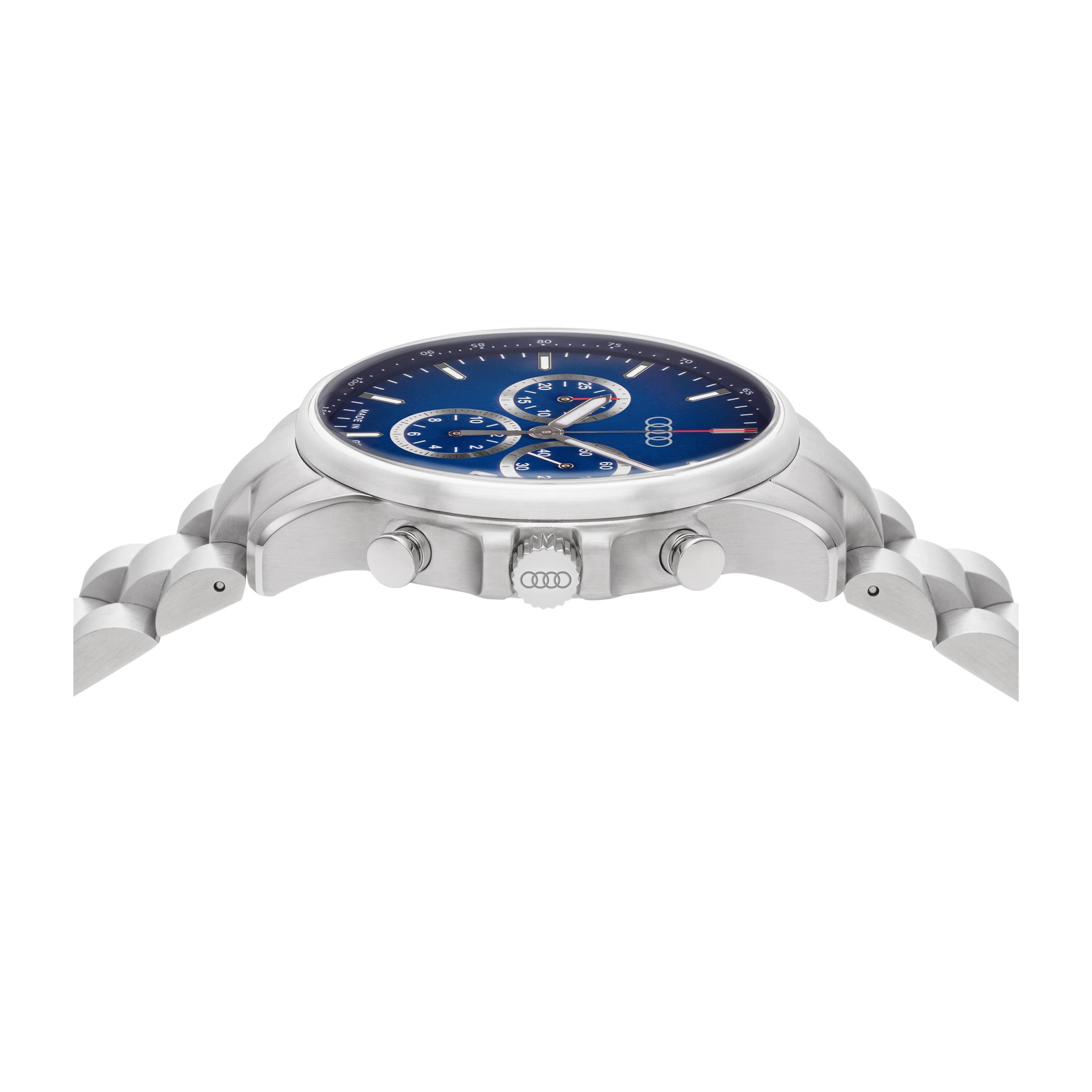 Original Audi Chronograph Edelstahl, silber/blau 3102500300