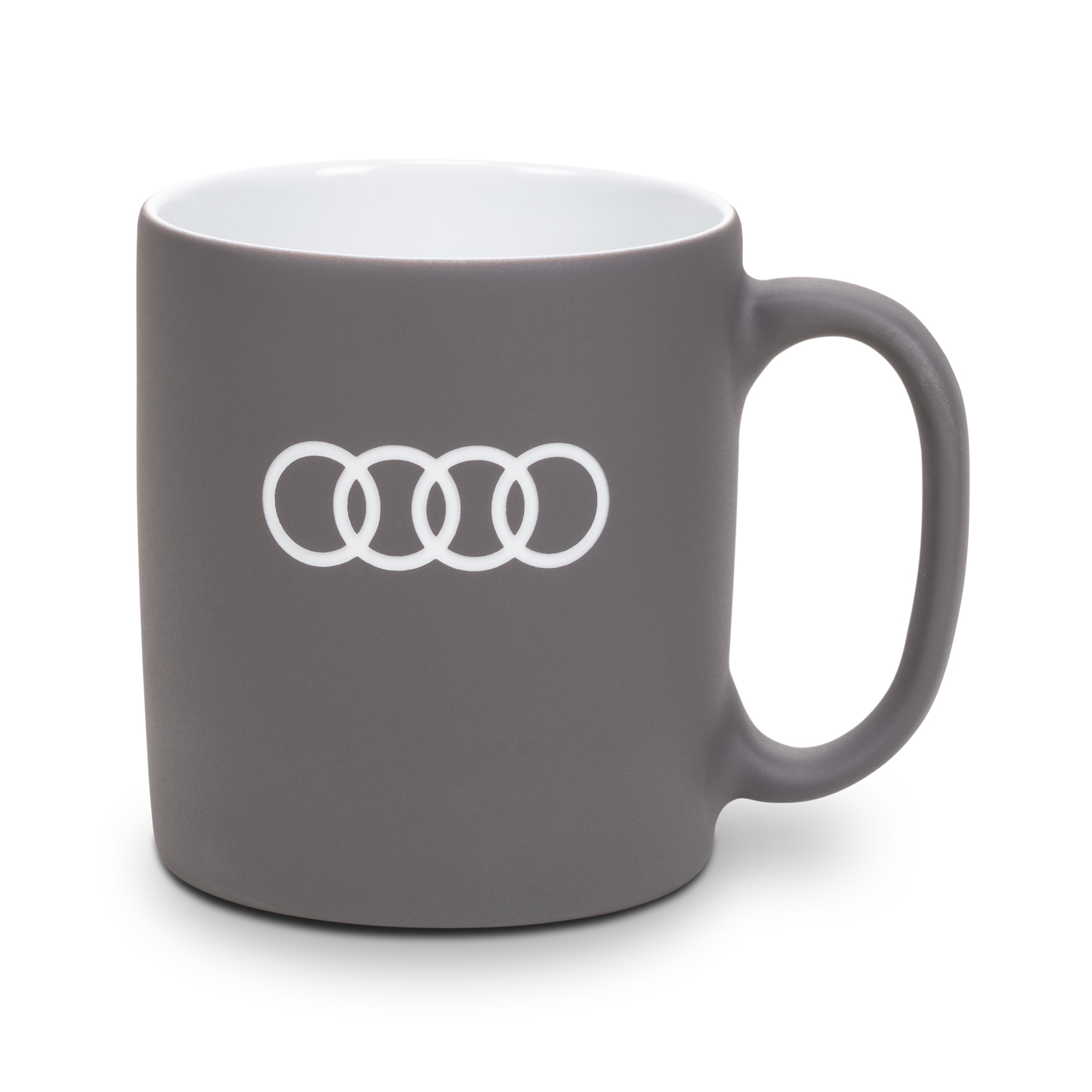Original Audi Tasse grau, Porzellantasse Cafe Becher Audi Ringe