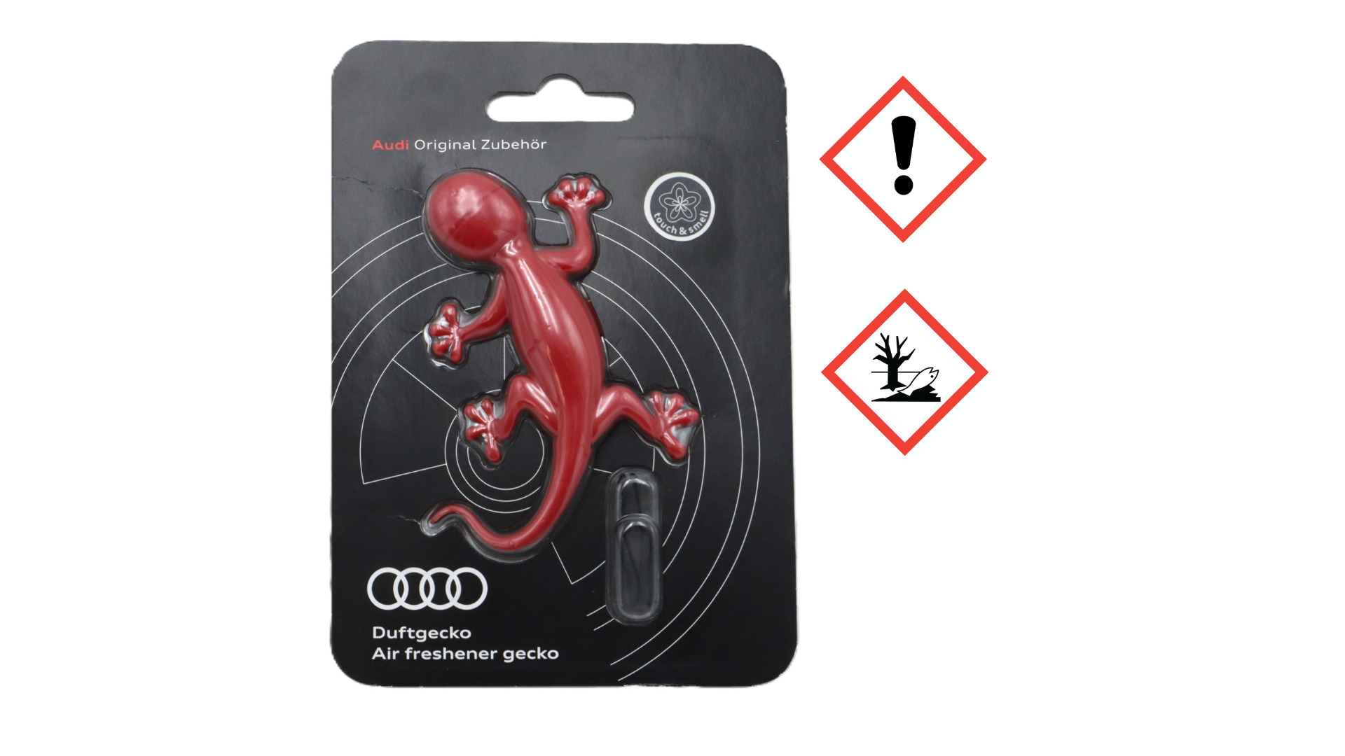 Original Audi Schlüsselanhänger "Set" Leder Ringe mit Duftgecko in rot
