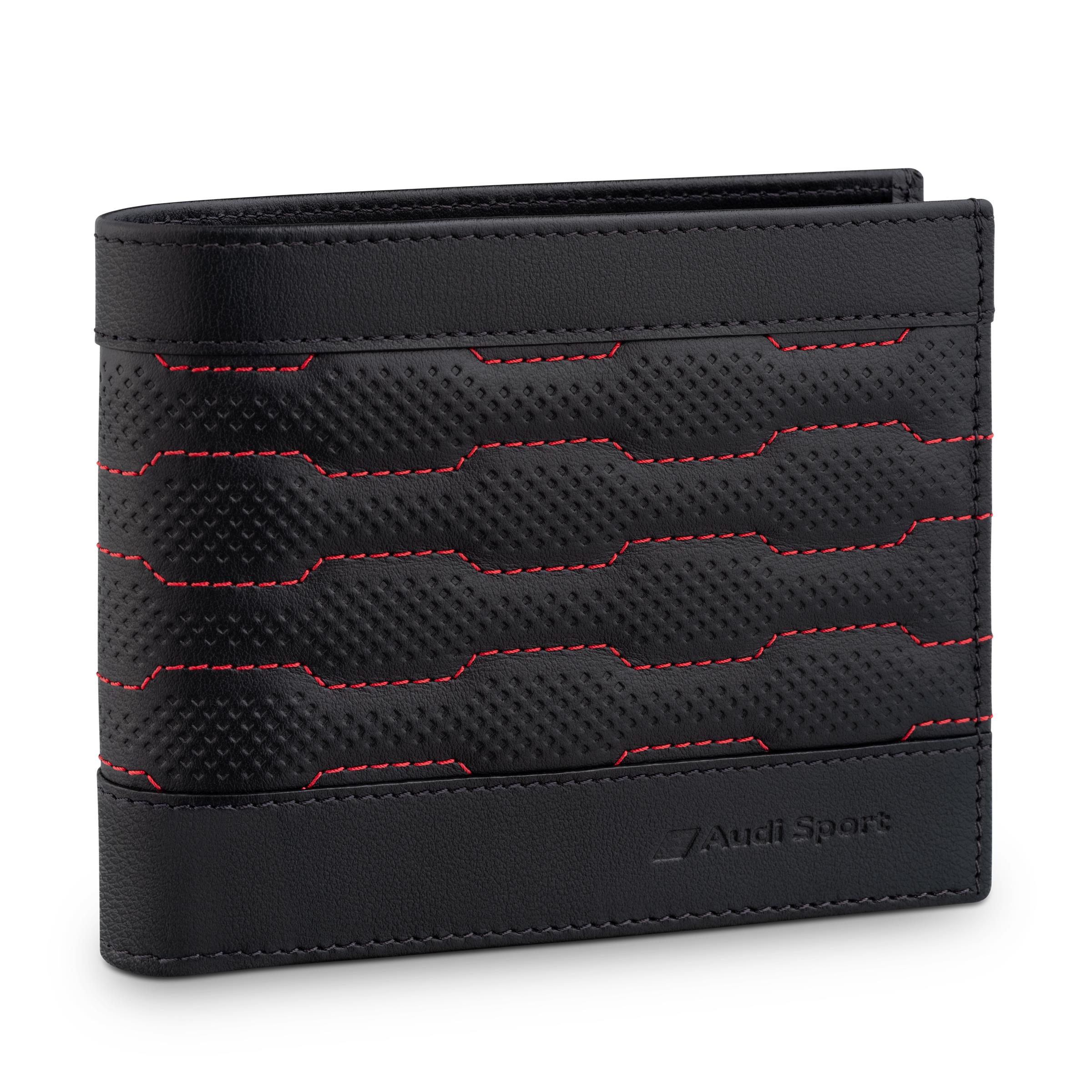 Original Audi Sport Geldbörse Leder, schwarz/rot Geldbeutel Geldbörse Portemonnaie