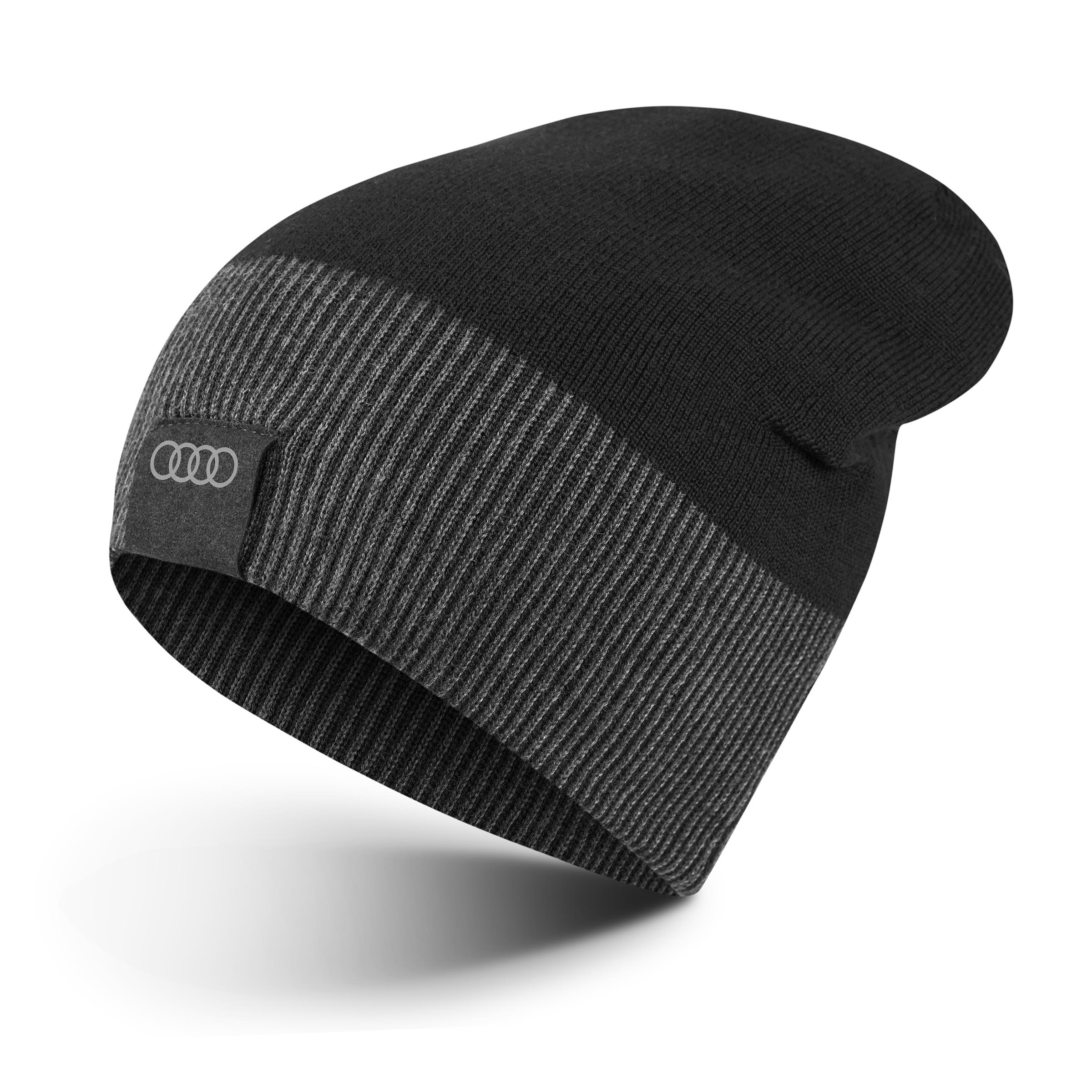 Original Audi Wende-Strickmütze, schwarz-grau