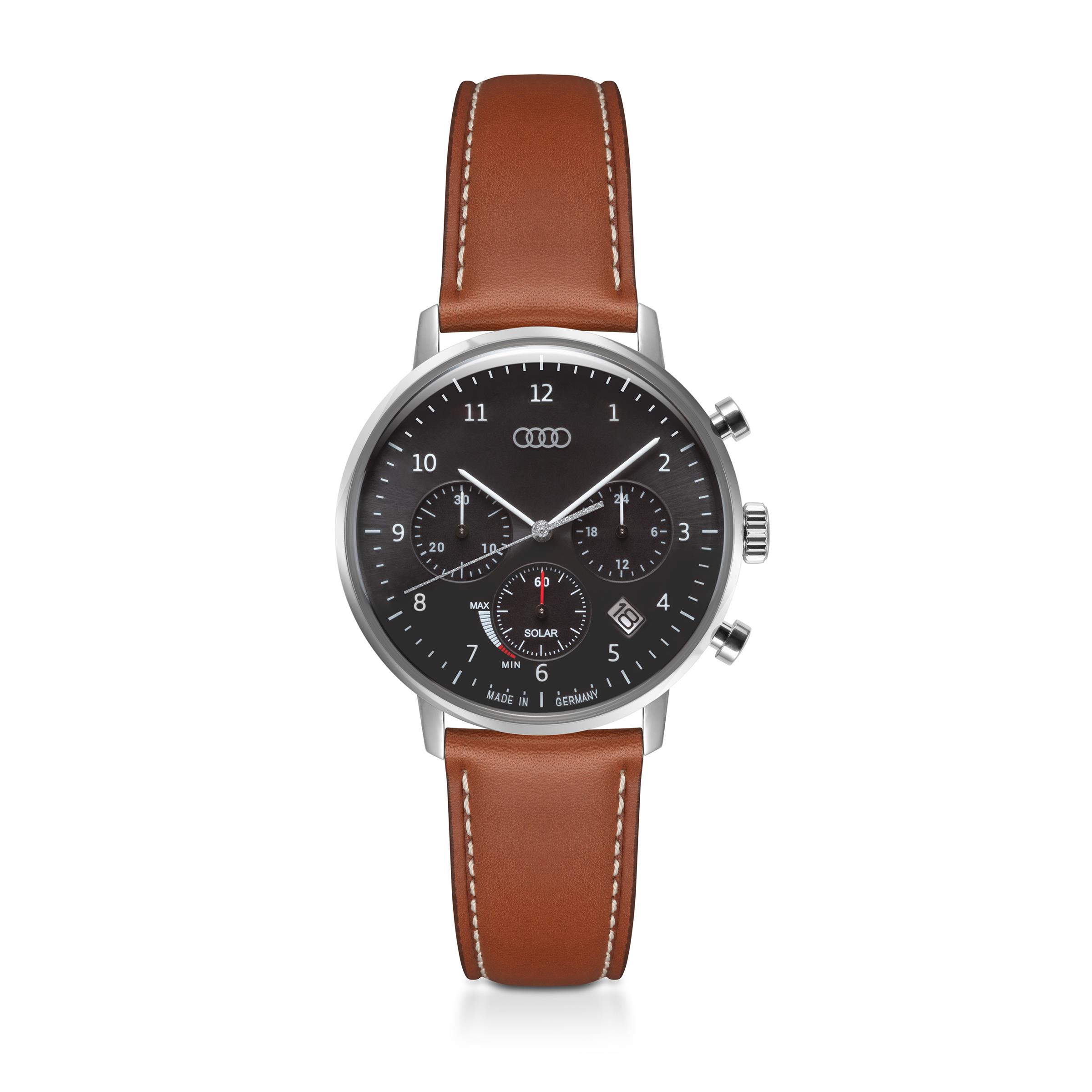 Original Audi Chronograph Solar, grau/braun Armbanduhr Uhr