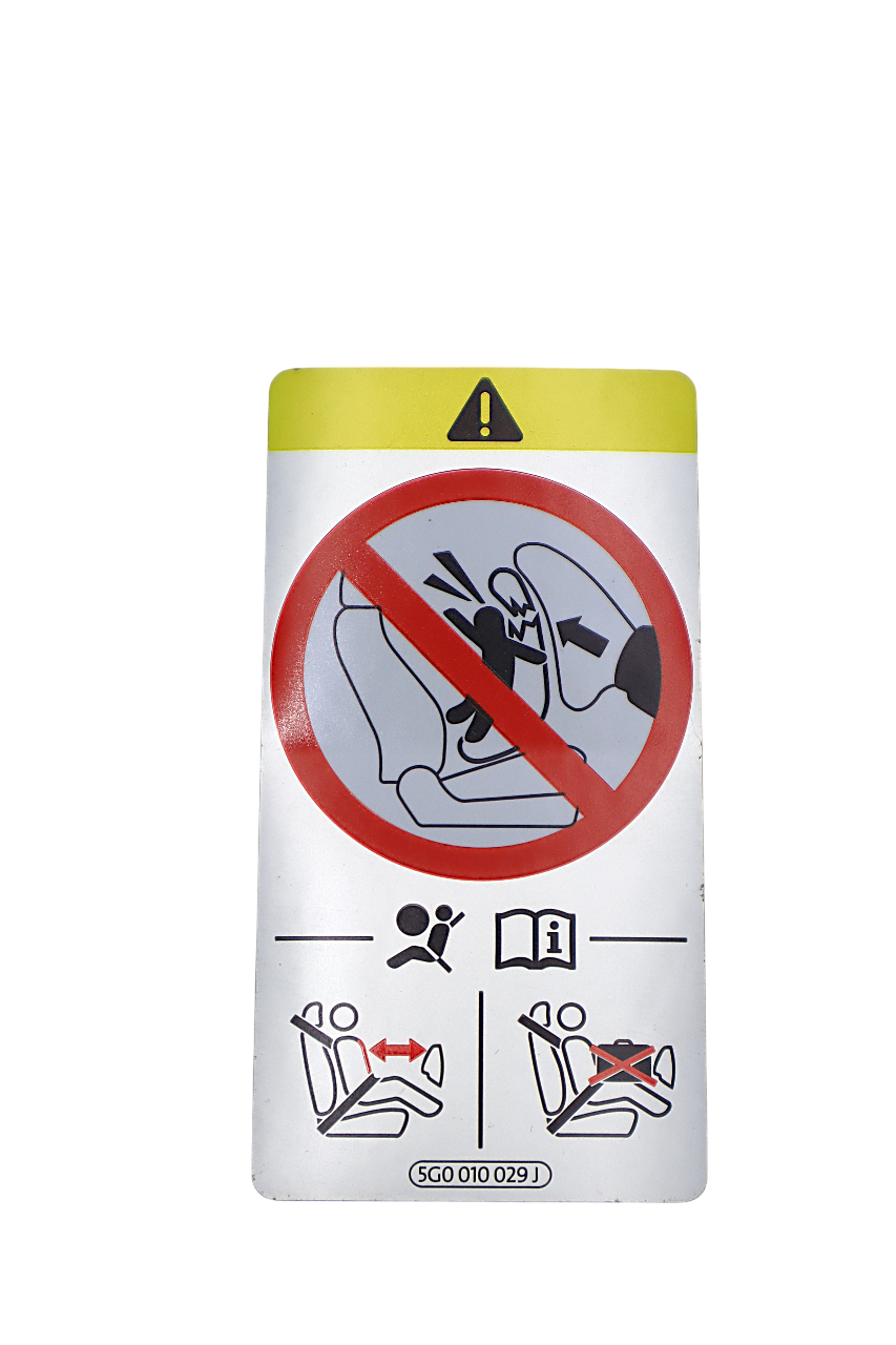 Original Audi VW SEAT Skoda Kennschild mit Piktogramm für ,,Airbag / Kindersitz-Verbot''