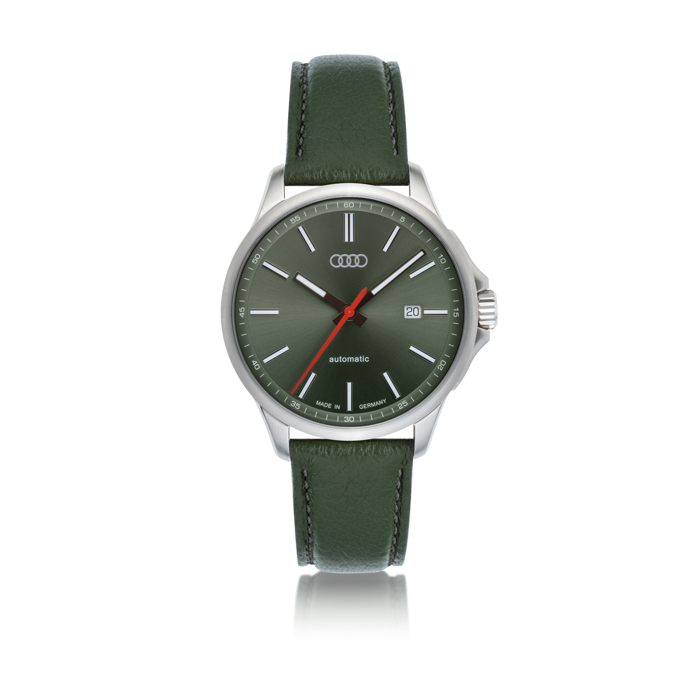 Original Audi Automatikuhr, silber/graugrün, Herrenuhr, Armbanduhr
