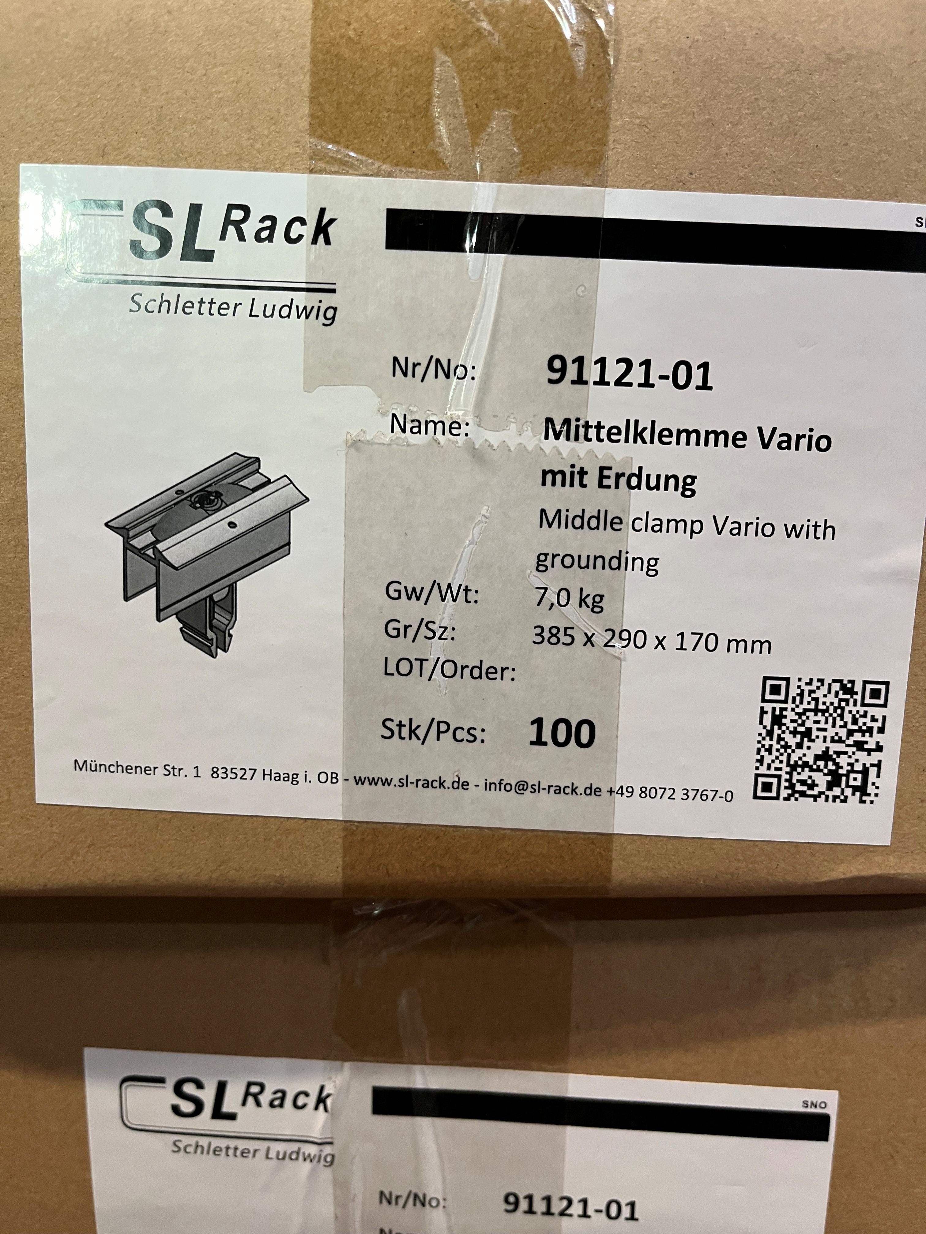 SL-Rack Modul Mittelklemme Vario silber