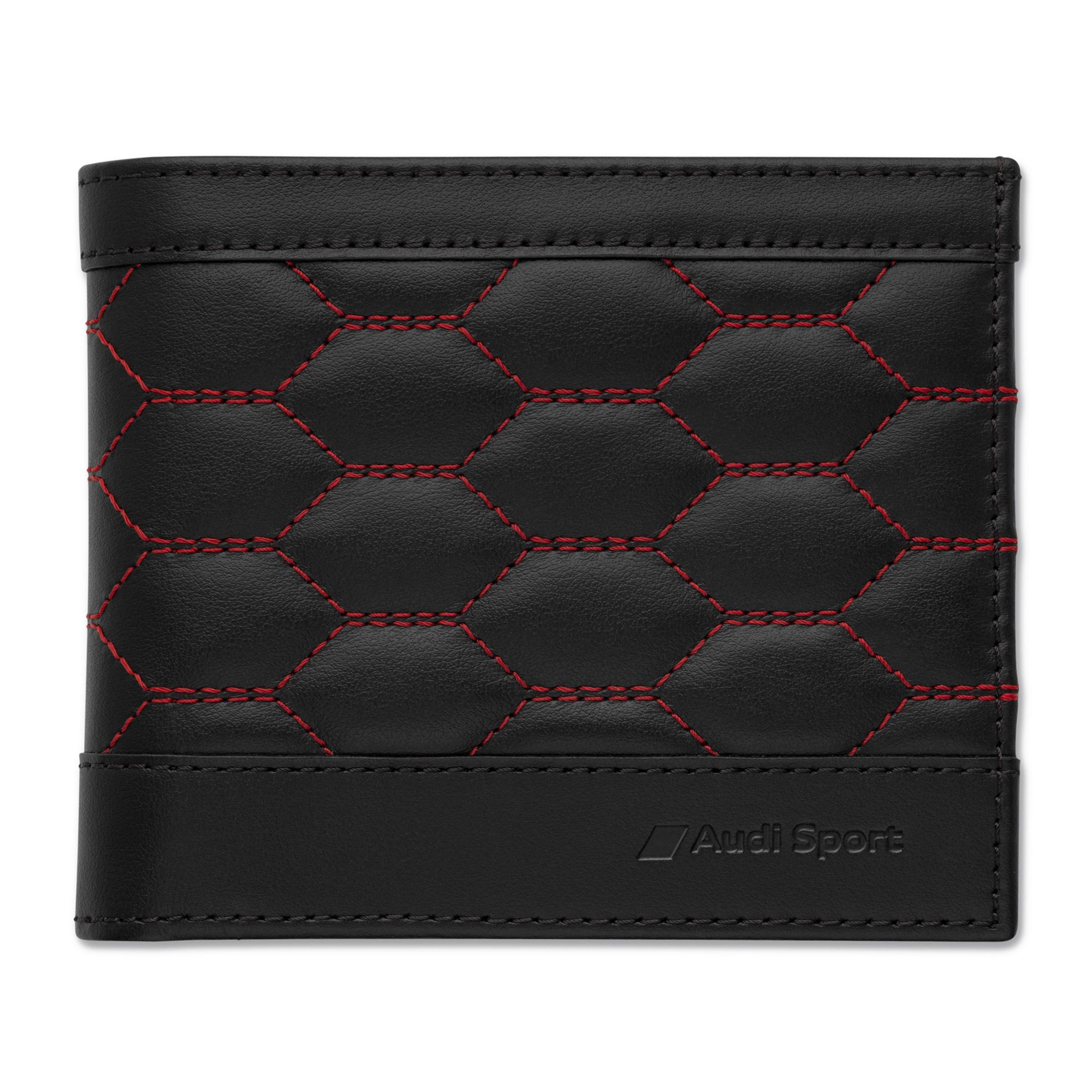 Original Audi Sport Geldbörse Leder Herren schwarz rot Geldbeutel Geldbörse Portemonnaie