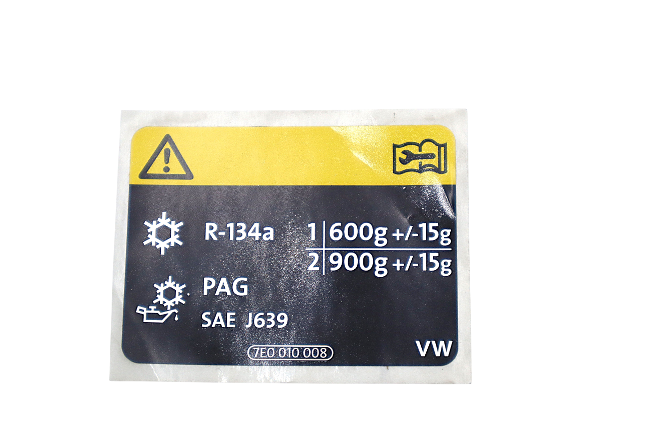 Original VW Transporter Campmobil Kennschild *Kältemittel *Füllmenge