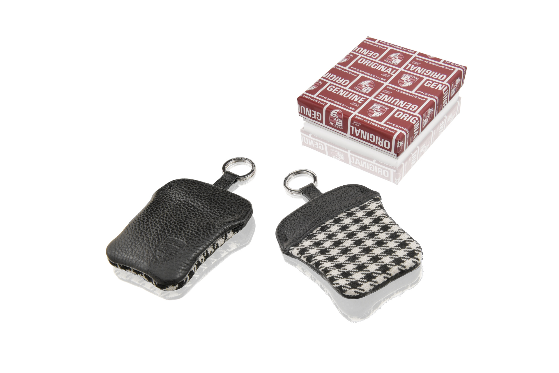 Original Porsche Classic Schlüsseletui Pepita mit geprägtem Porsche Wappen Logo Emblem - PCG90110010