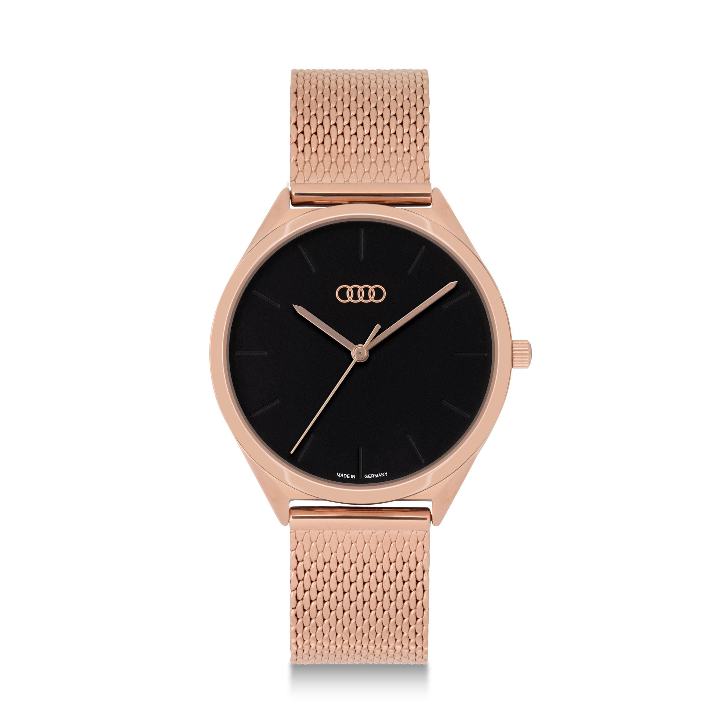 Original Audi Uhr, Damen, roségold/schwarz 