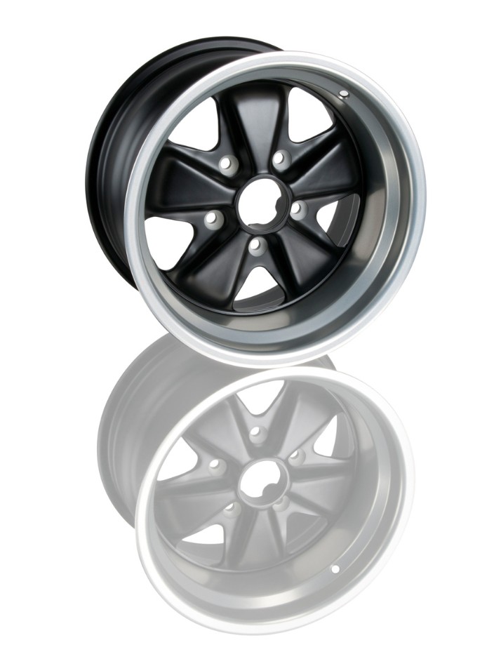 Original Porsche Leichtmetallrad geschmiedet, Stern schwarz, Felgenhorn poliert 7Jx15 ET23,3 - 91136102050