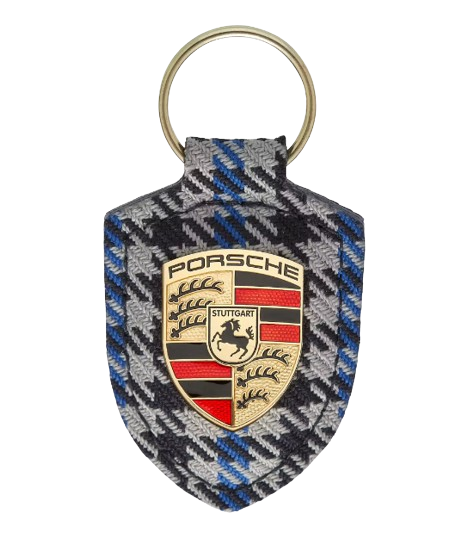 Porsche Schlüsselanhänger Wappen Pepita Blue