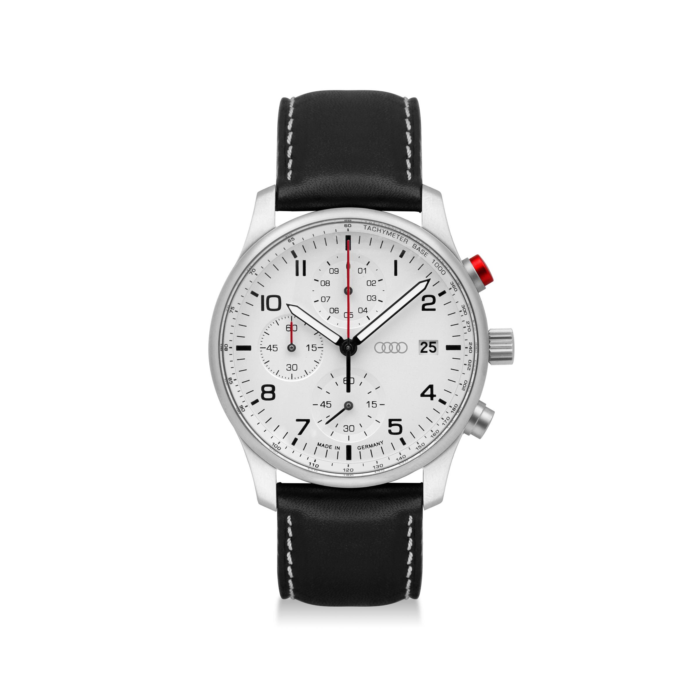 Original Audi Chronograph, Herren, silber/weiß Uhr Herrenuhr Armbanduhr