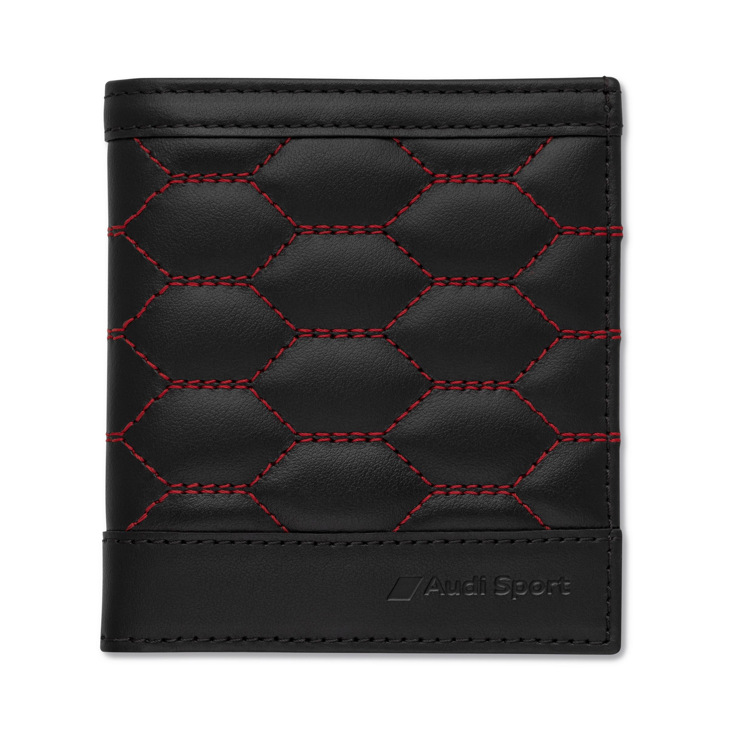 Original Audi Sport Minibörse Geldbörse Geldbeutel Leder, Herren, schwarz rot 
