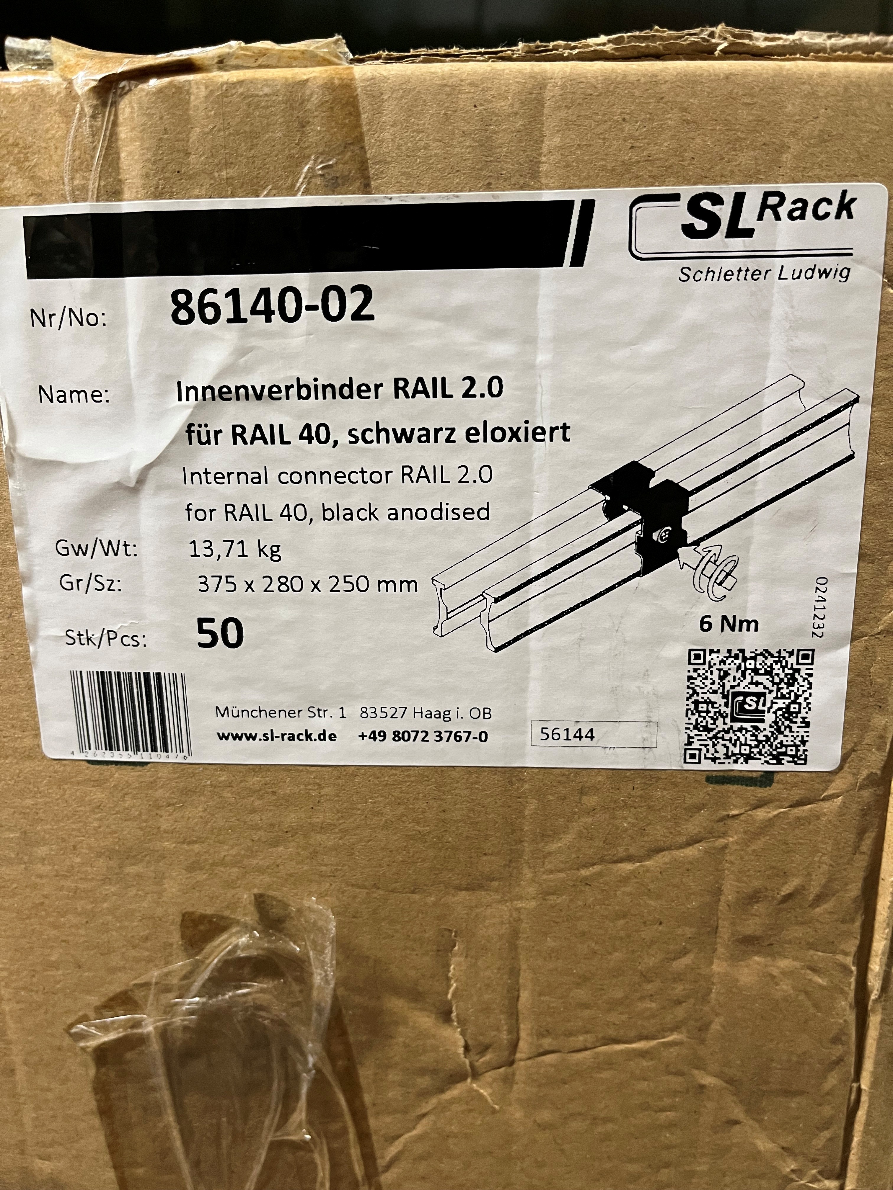 SL-Rack Innenverbinder schwarz mit Träger