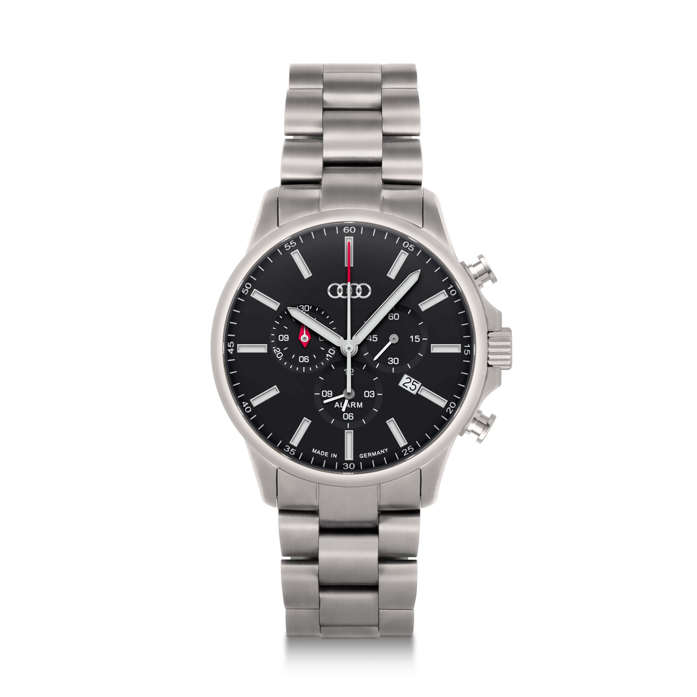 Original Audi Chronograph Titan, Herren, silber/schwarz Uhr Armbanduhr Herrenuhr