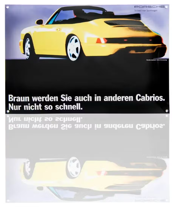 Porsche Classic Emailleschild 964 Cabrio