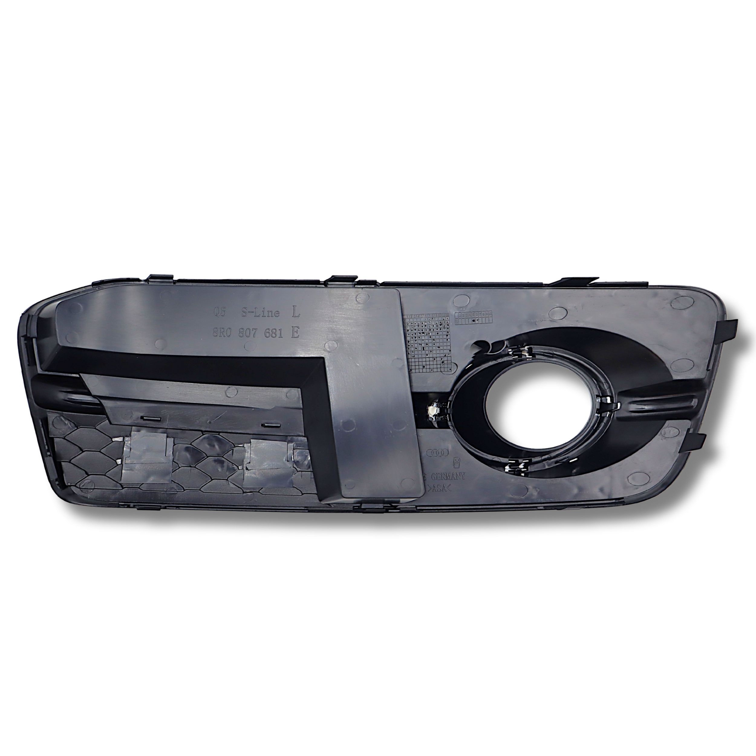 Original Audi Q5 Luftführungsgitter links satinschwarz, Blende für Nebelscheinwerfer chrom