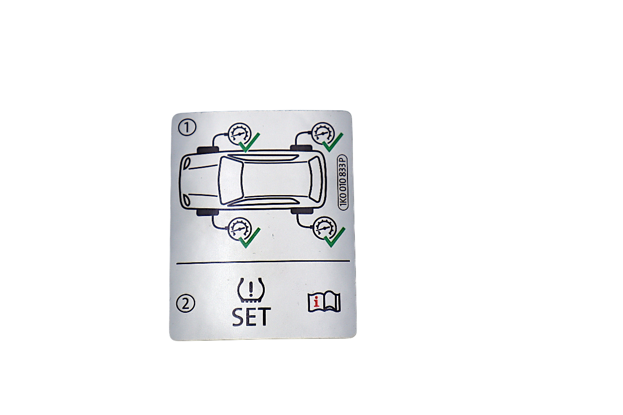 Original Audi SEAT Skoda VW Kennschild für Fahrzeuge mit Reifendruckkontrollsystem