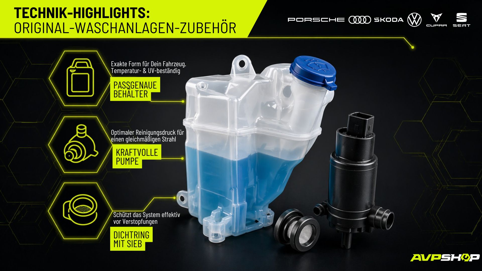 Original Wischwasserbehälter und Pumpen für VAG Modelle