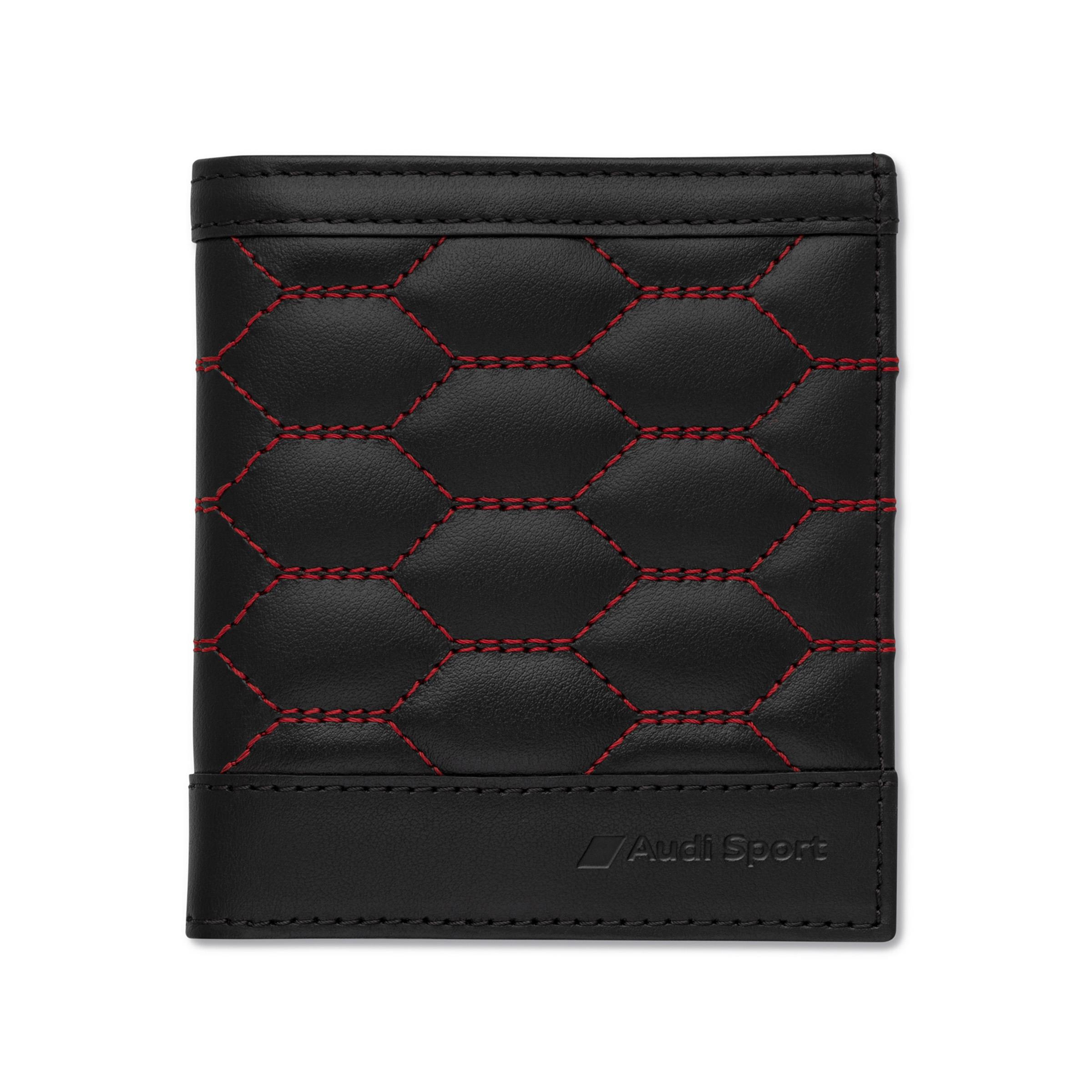 Original Audi Sport Minibörse Geldbörse Geldbeutel Leder, Herren, schwarz rot