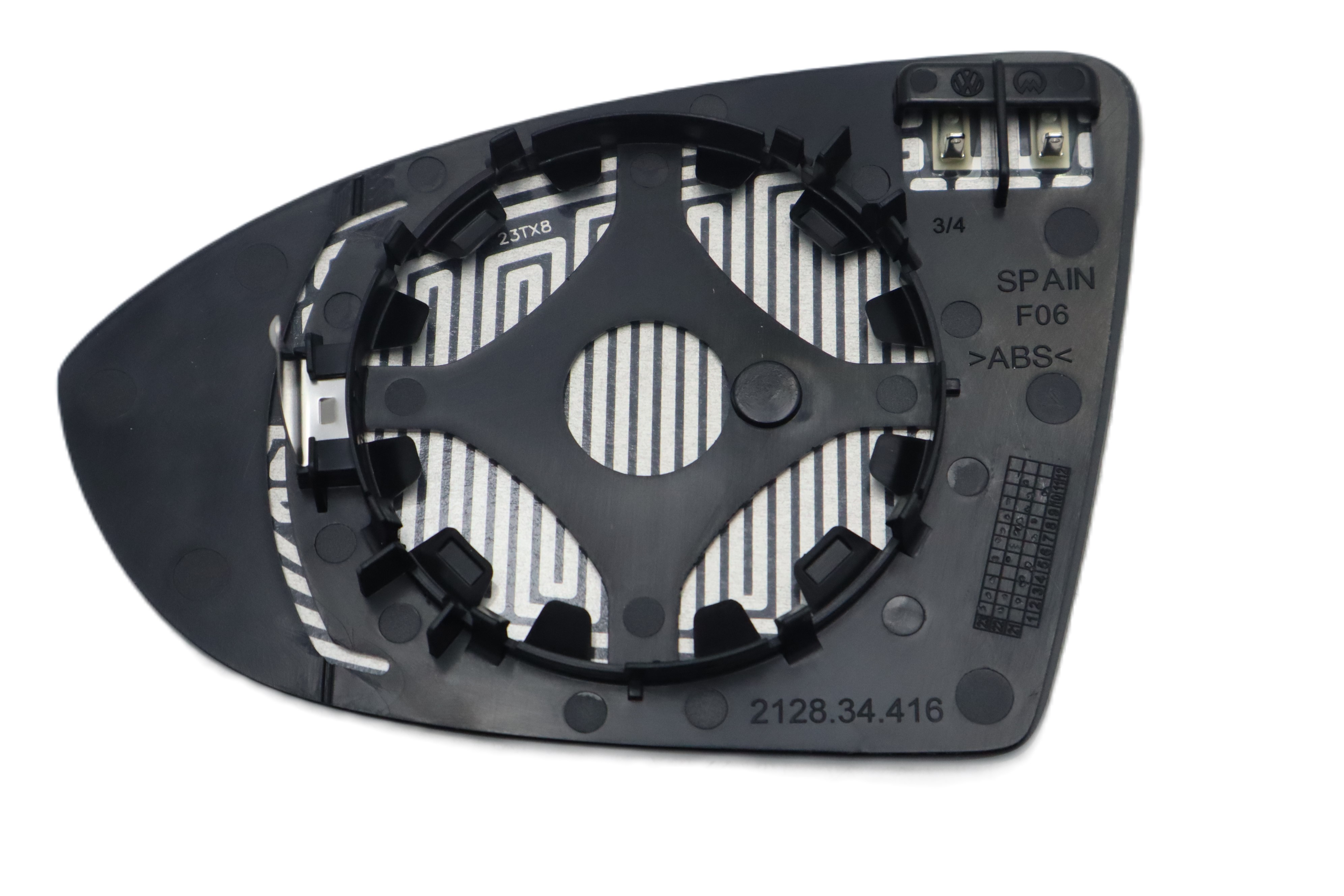 Original VW Golf Sportsvan Touran Spiegelglas rechts mit Trägerplatte