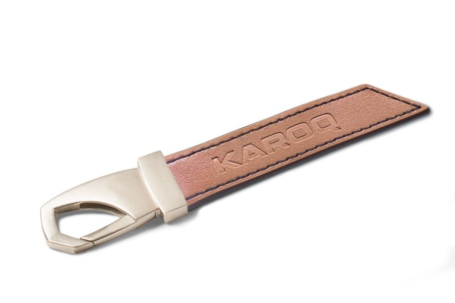 Original Skoda Karoq Leder Schlüsselanhänger, braun Anhänger Keyring Schlaufe