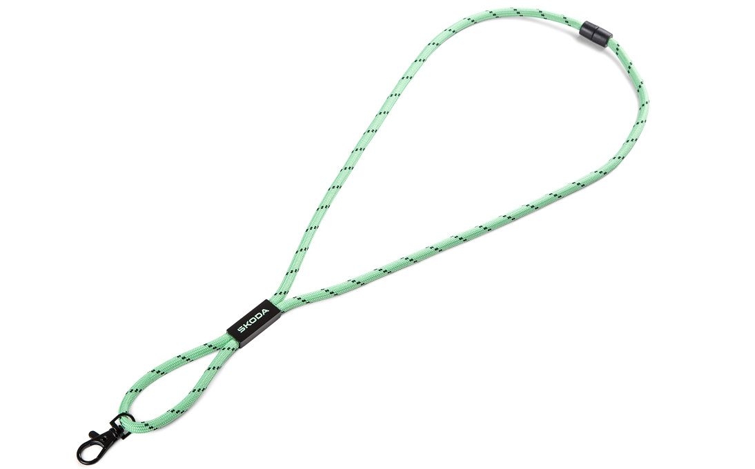 Original Skoda Schlüsselbund / Lanyard, electric-grün Schlüsselanhänger