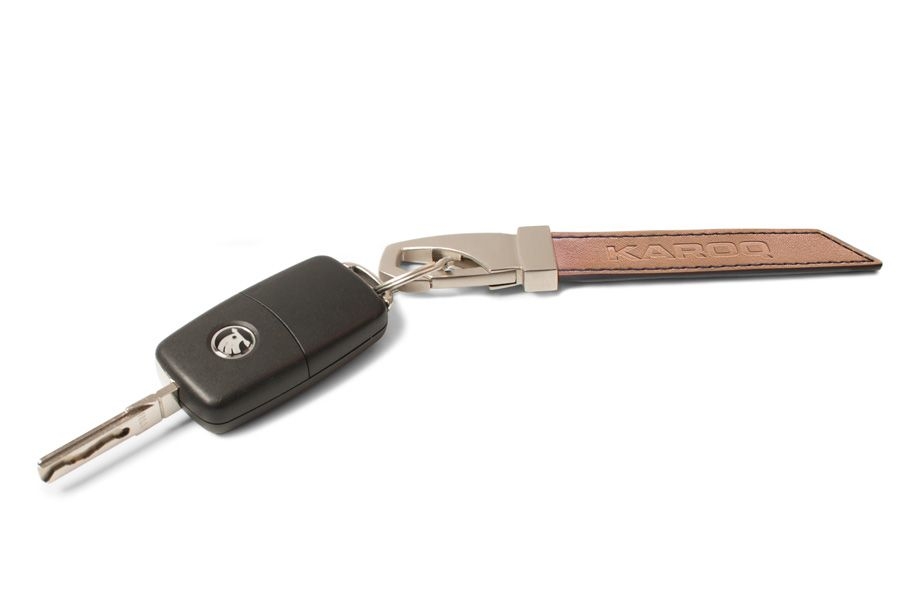 Original Skoda Karoq Leder Schlüsselanhänger, braun Anhänger Keyring Schlaufe