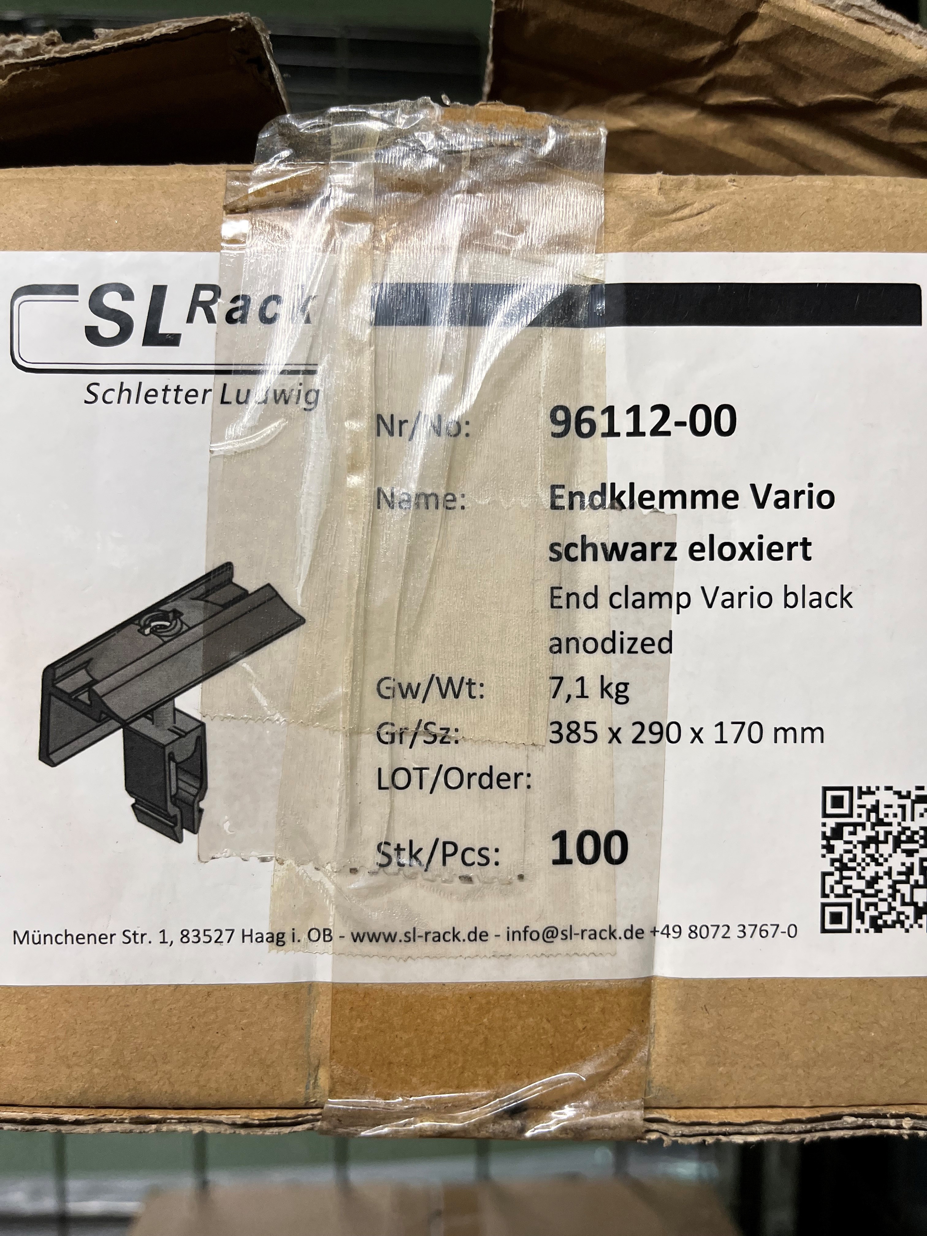 SL-Rack Modul Endklemme schwarz