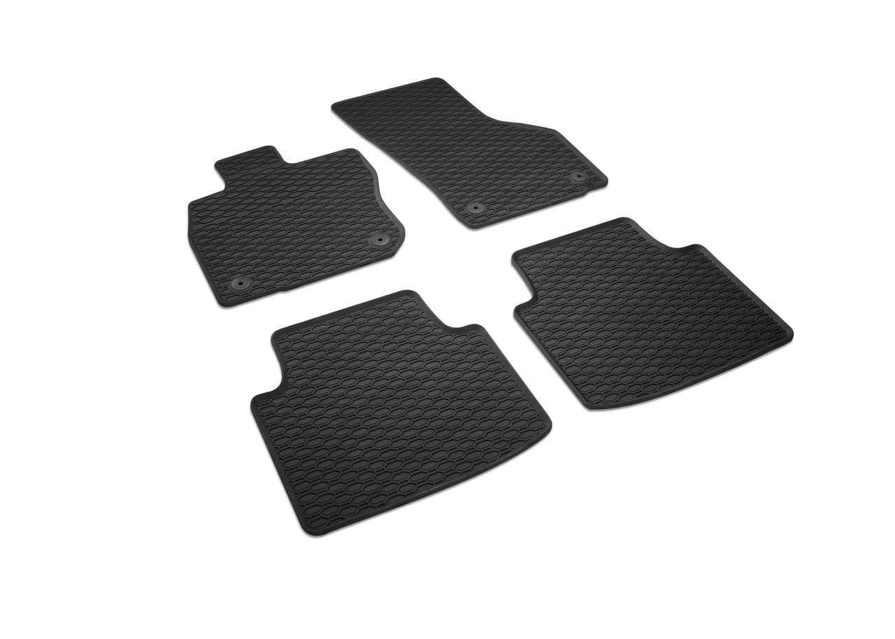 Original VW Passat B9 Satz Allwetterfußmatten Set Gummimatten vorne & hinten mit Druckknopf-Befestigung