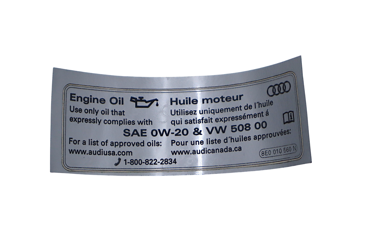 Original Audi A3 A5 A6 Q3 Kennschild für Öl nach VW-Norm