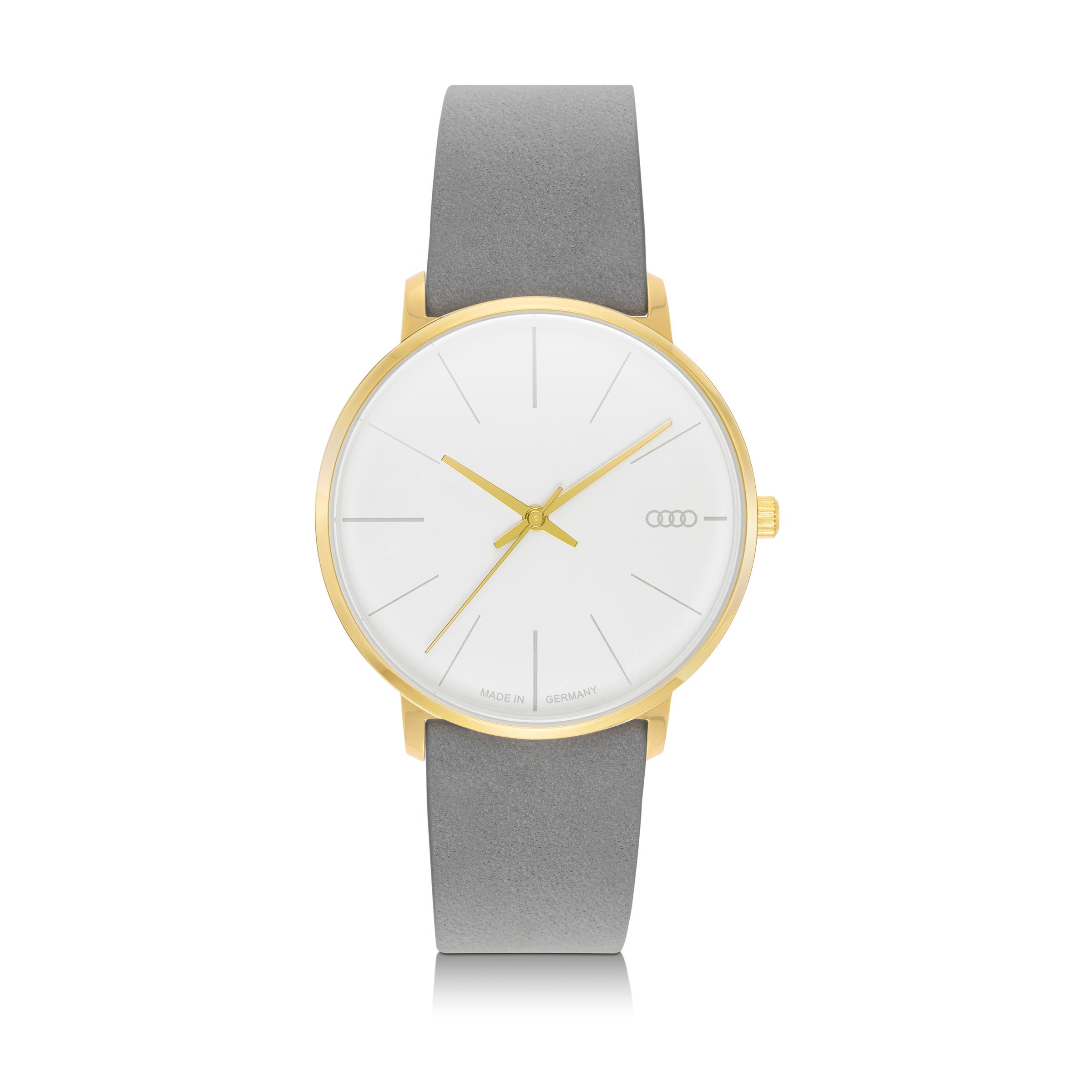 Original Audi Uhr, Damen, gold/weiß/grau Armbanduhr Damenuhr
